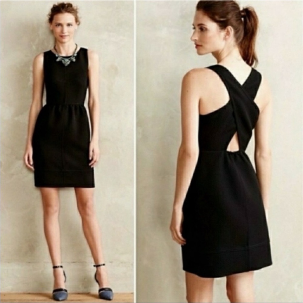 Anthropologie Maeve little black dress, cross cross back